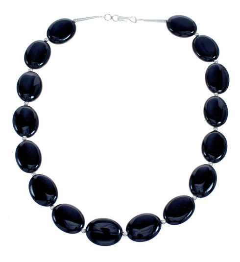 Sterling Silver Onyx Bead Necklace KX121176